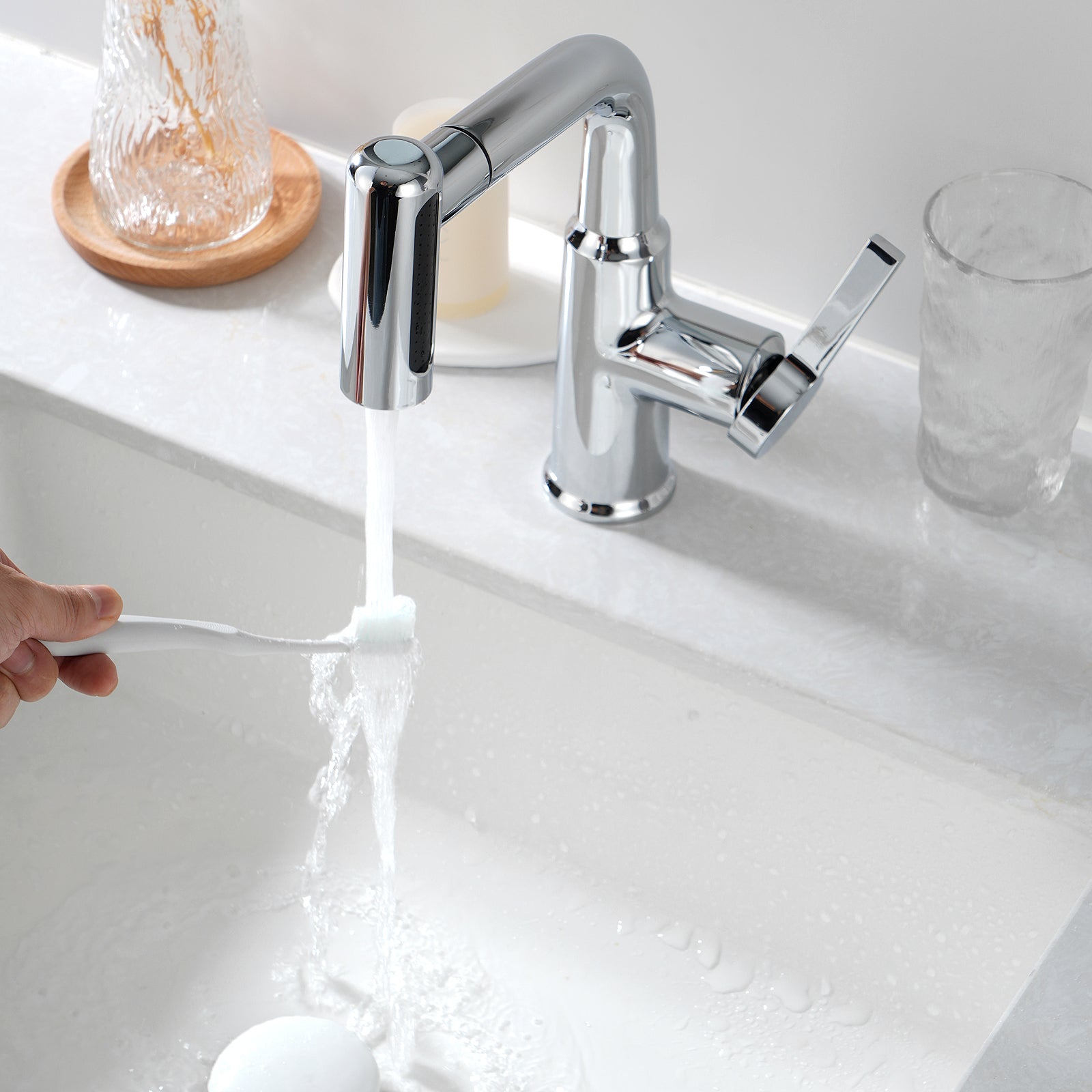 Lefton Single Hole Waterfall Liftable Bathroom Faucet - BF2209-1