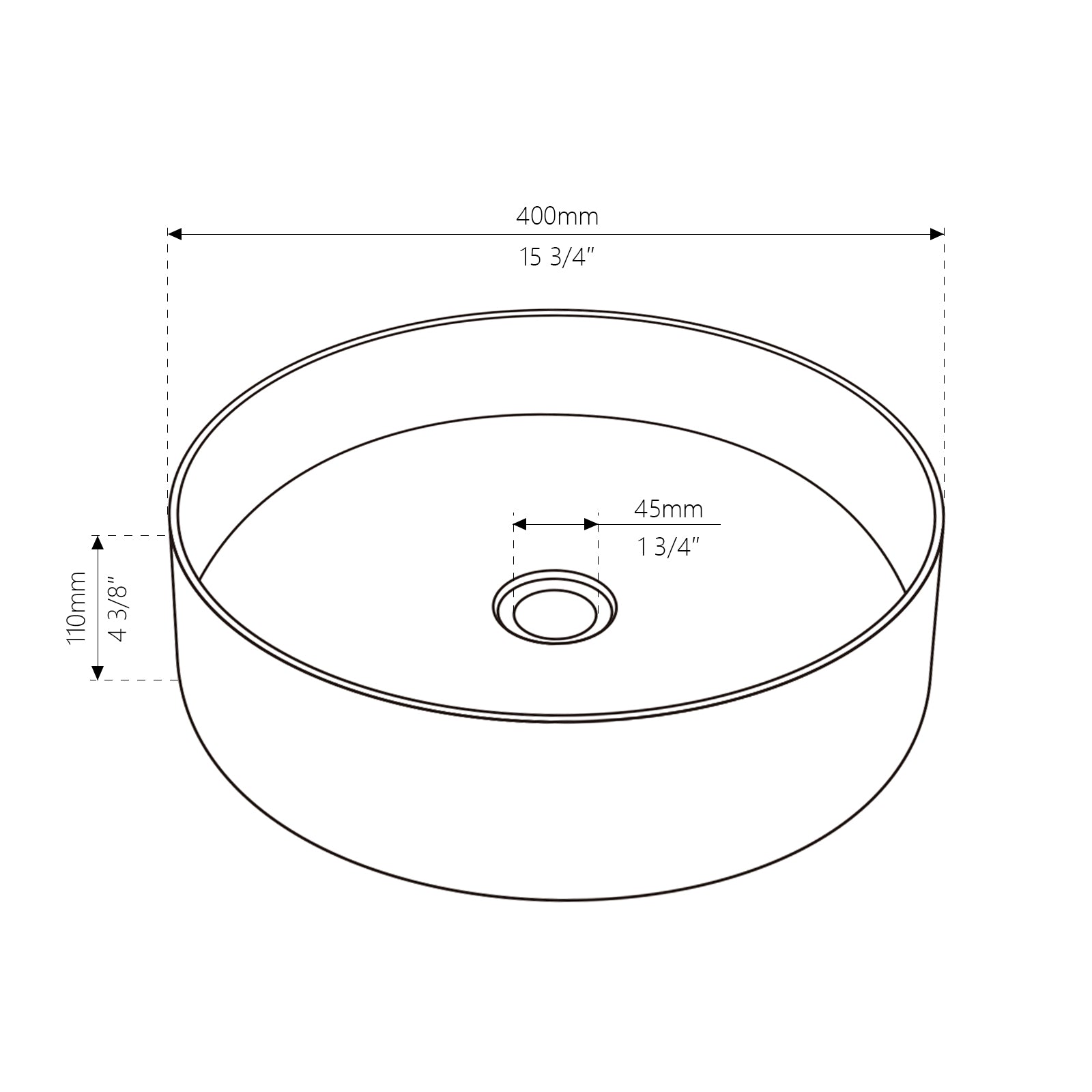 Lefton Stainless Steel Round Countertop Bathroom Vessel Sink with Pop - Up Drain Stopper - BVS2401 - Bathroom Sinks - Lefton Home