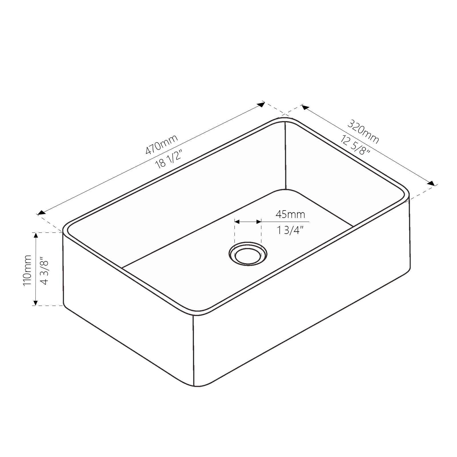 Lefton Stainless Steel Rectangular Above Counter Bathroom Vessel Sink with Pop - Up Drain Stopper - BVS2402 - Bathroom Sinks - Lefton Home