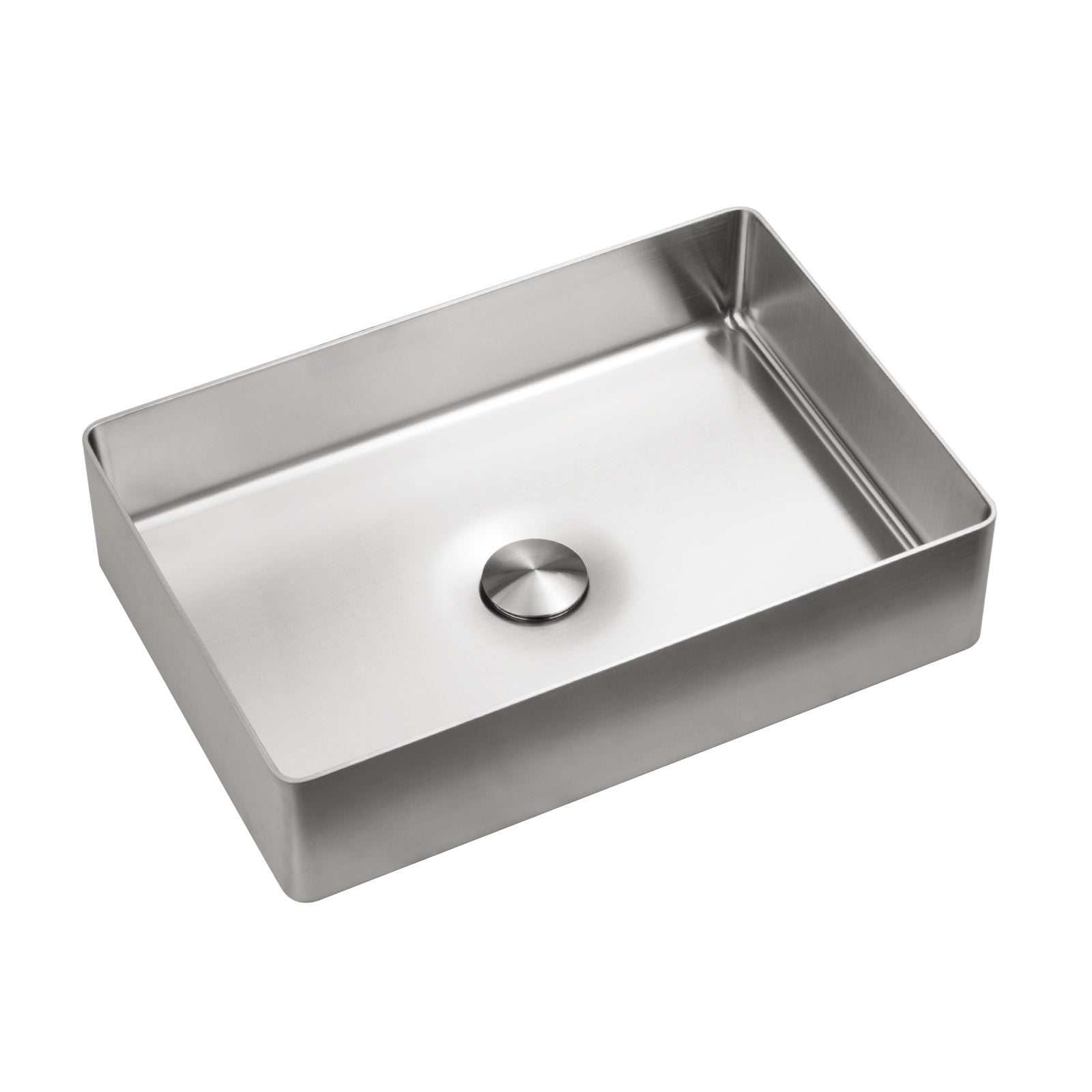 Lefton Stainless Steel Rectangular Above Counter Bathroom Vessel Sink with Pop - Up Drain Stopper - BVS2402 - Bathroom Sinks - Lefton Home