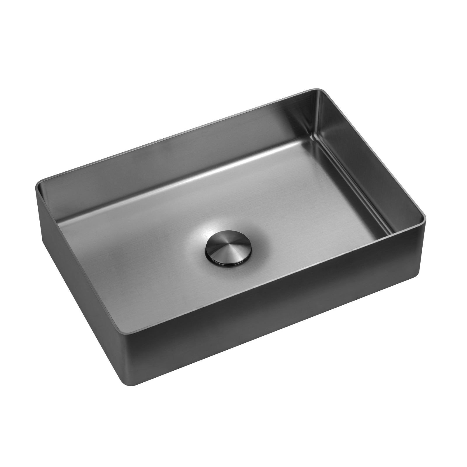 Lefton Stainless Steel Rectangular Above Counter Bathroom Vessel Sink with Pop - Up Drain Stopper - BVS2402 - Bathroom Sinks - Lefton Home