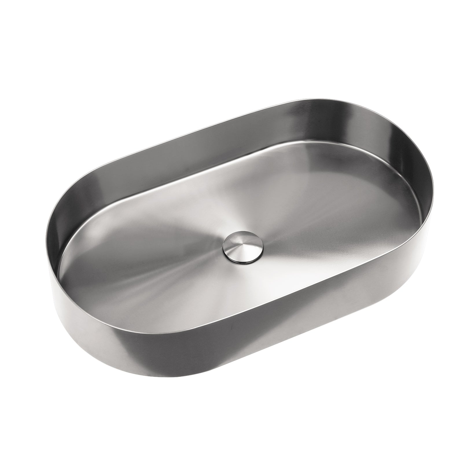 Lefton Modern Stainless Steel Oval Above Counter Bathroom Vessel Sink with Pop - Up Drain Stopper - BVS2403 - Bathroom Sinks - Lefton Home