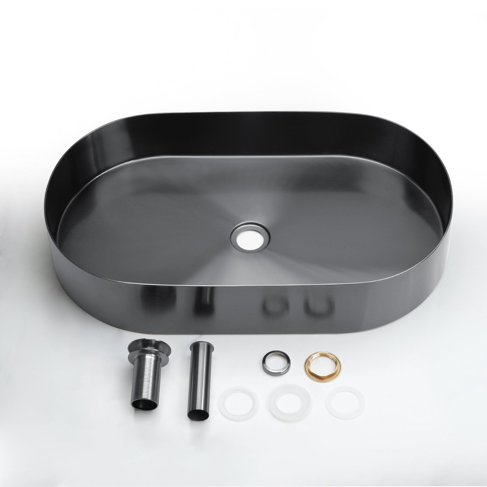 Lefton Modern Stainless Steel Oval Above Counter Bathroom Vessel Sink with Pop - Up Drain Stopper - BVS2403 - Bathroom Sinks - Lefton Home