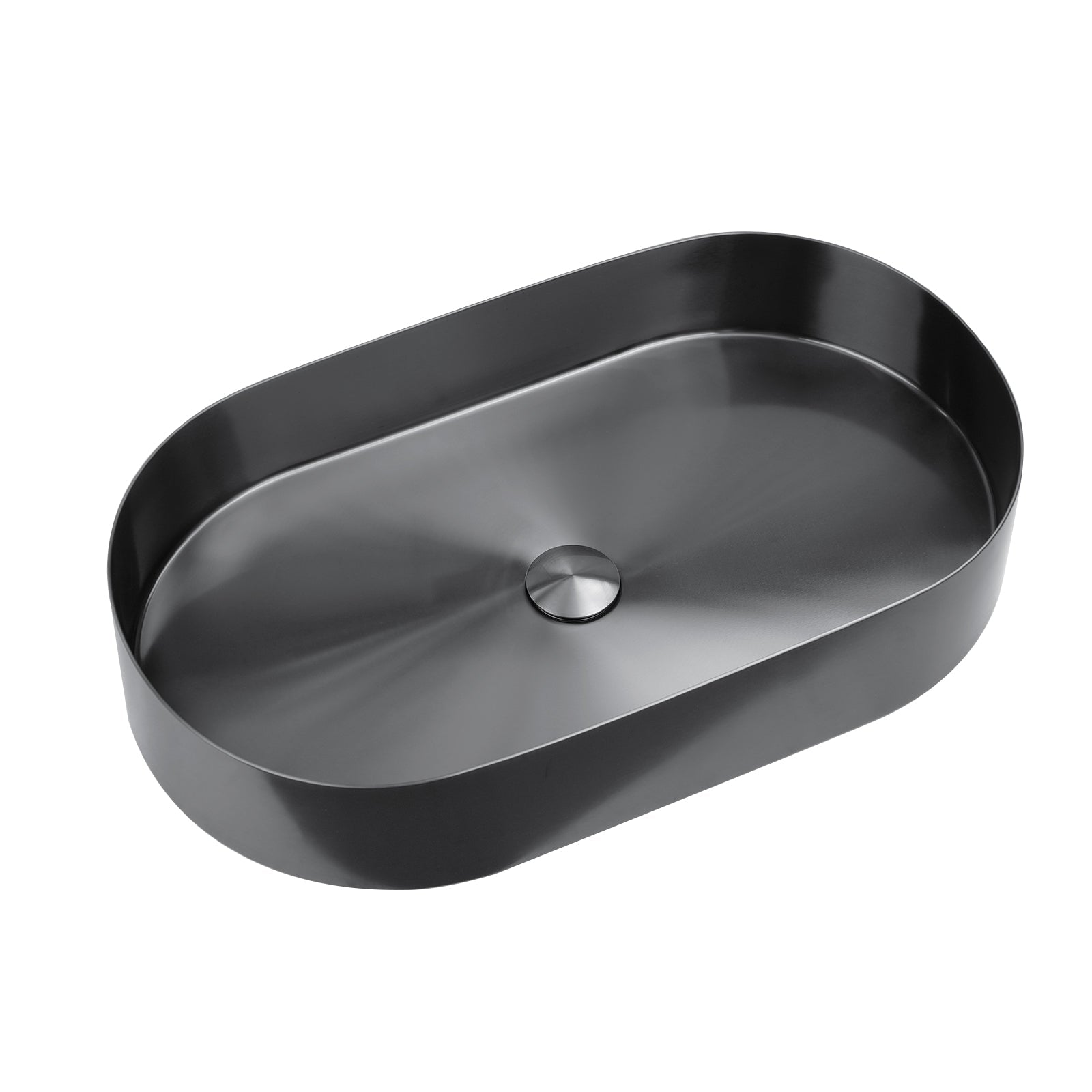 Lefton Modern Stainless Steel Oval Above Counter Bathroom Vessel Sink with Pop - Up Drain Stopper - BVS2403 - Bathroom Sinks - Lefton Home