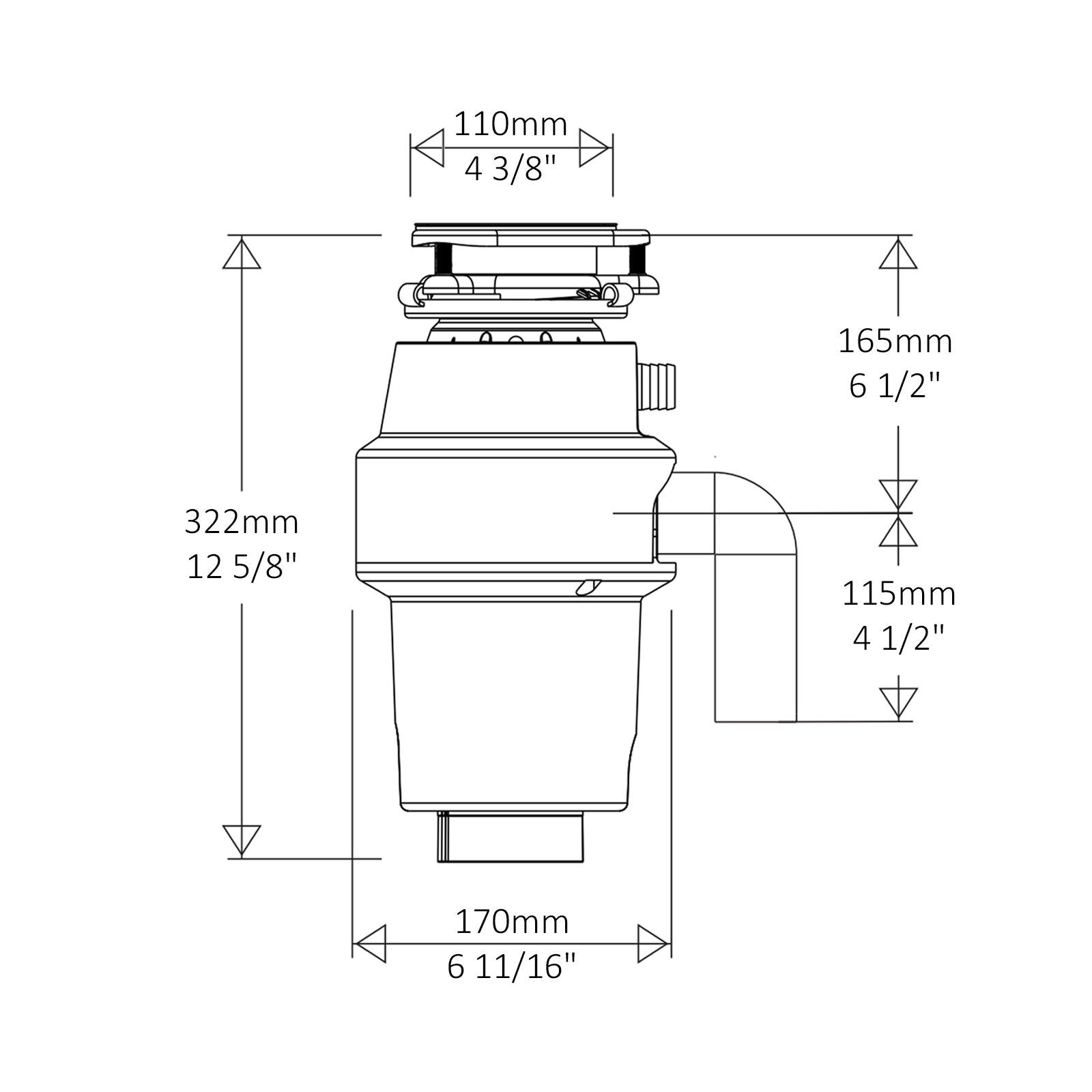 Lefton 1/2 HP Continuous Garbage Disposal with Power Cord - LGD - 513 - Kitchen Accessories - Lefton Home