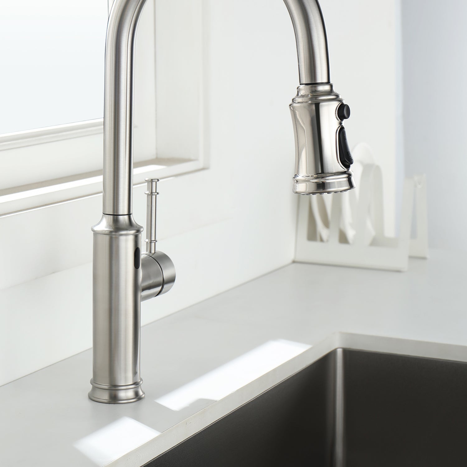 Lefton Automatic Sensor & Pull - Down Kitchen Faucet - KF2210 - Kitchen Faucets - Lefton Home