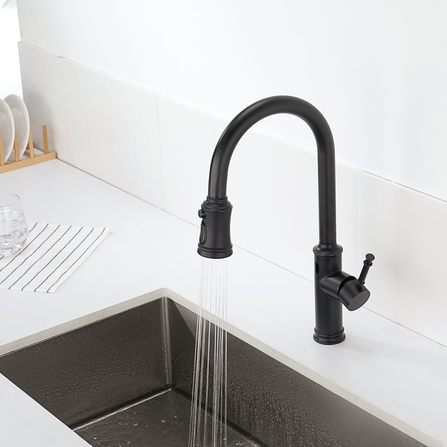 Lefton Automatic Sensor & Pull - Down Kitchen Faucet - KF2210 - Kitchen Faucets - Lefton Home