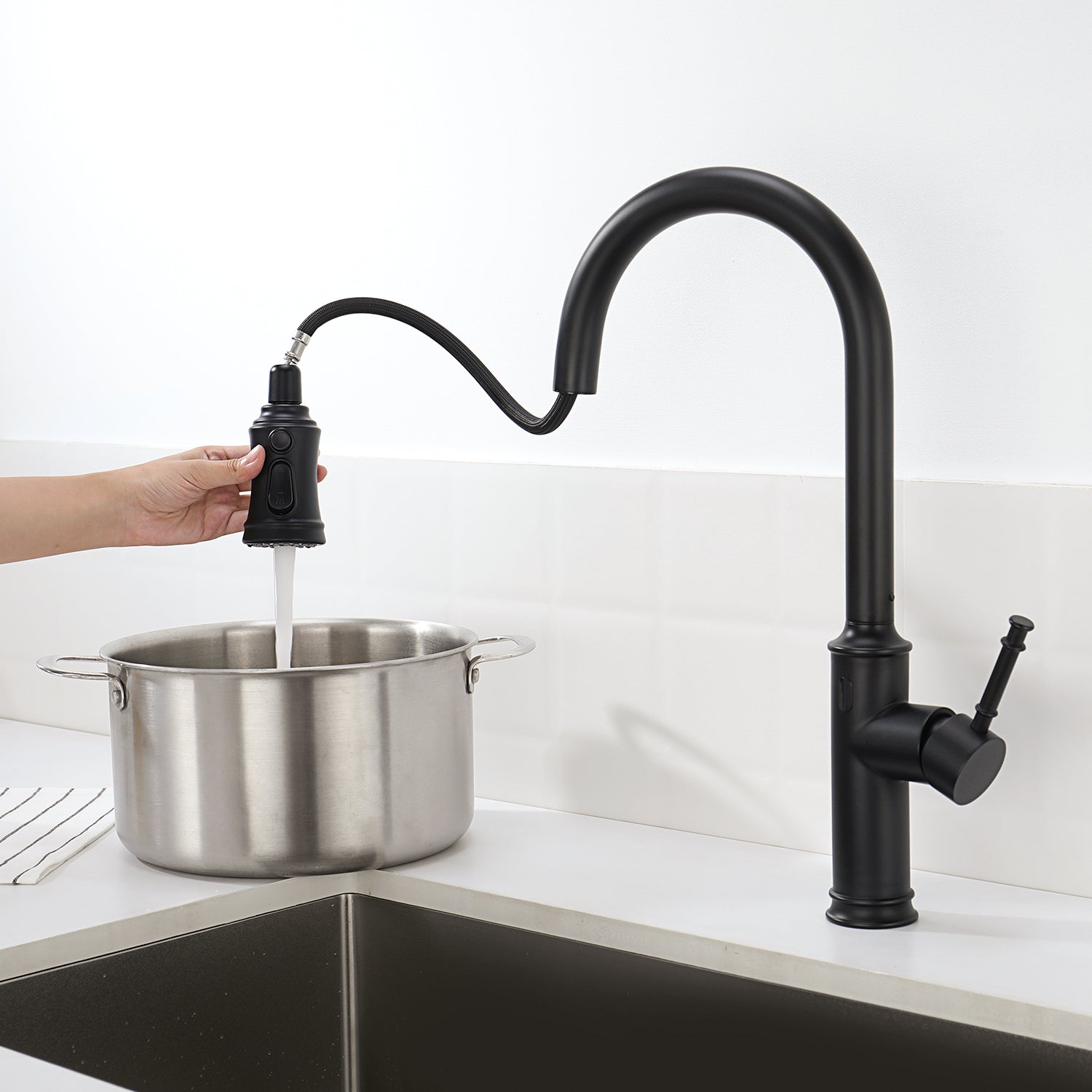 Lefton Automatic Sensor & Pull - Down Kitchen Faucet - KF2210 - Kitchen Faucets - Lefton Home