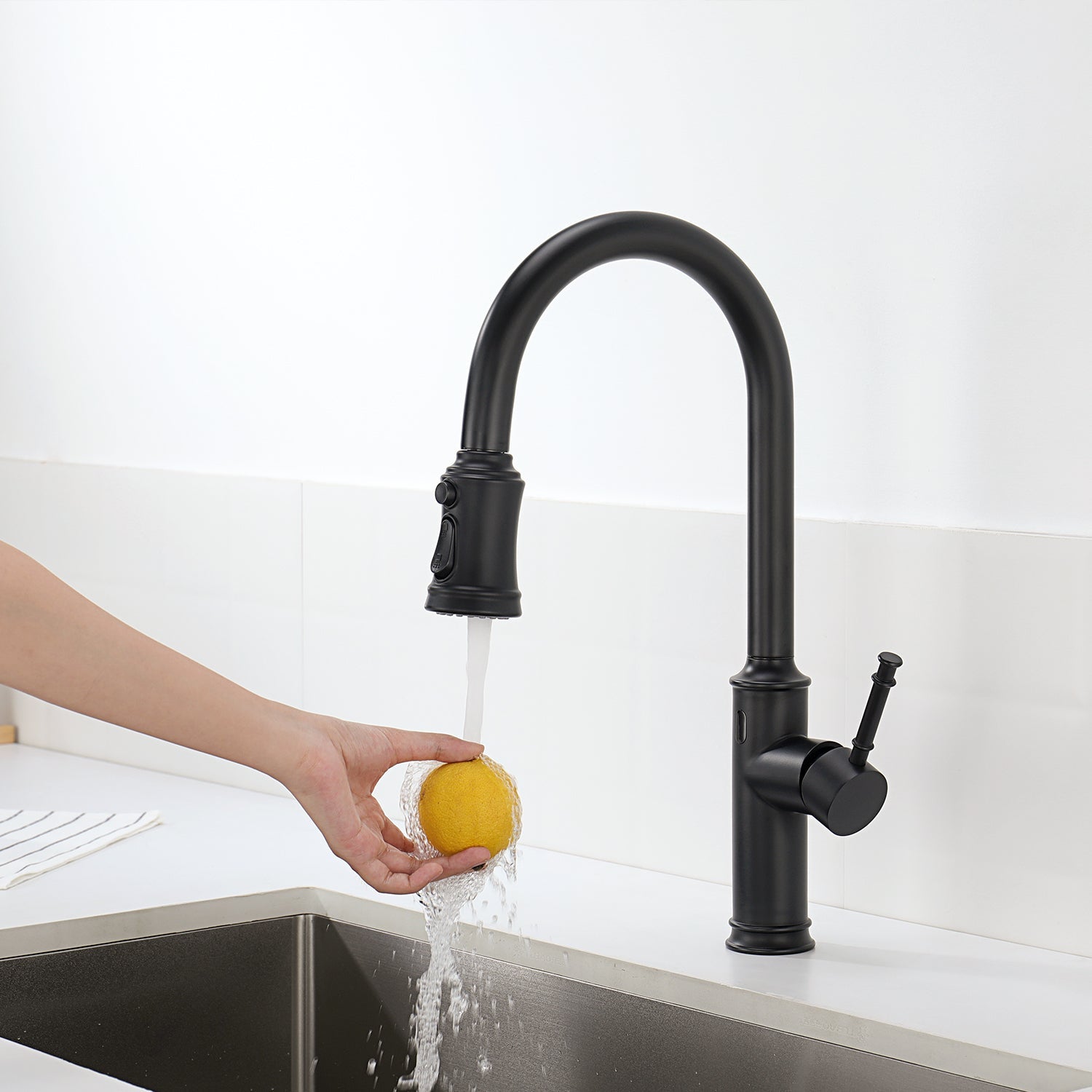 Lefton Automatic Sensor & Pull - Down Kitchen Faucet - KF2210 - Kitchen Faucets - Lefton Home