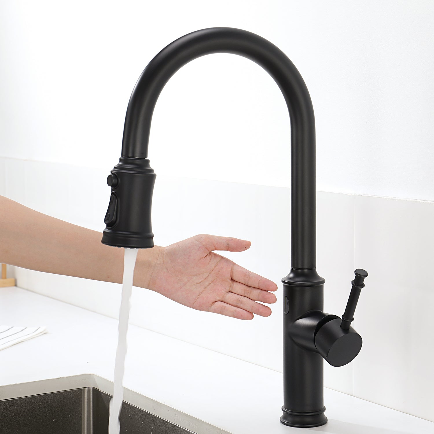 Lefton Automatic Sensor & Pull - Down Kitchen Faucet - KF2210 - Kitchen Faucets - Lefton Home