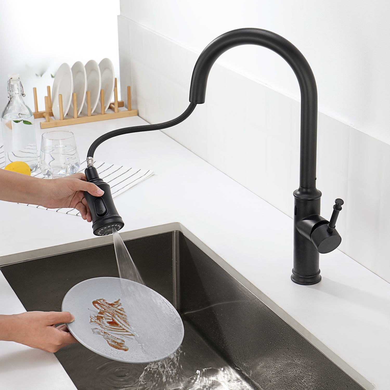 Lefton Automatic Sensor & Pull - Down Kitchen Faucet - KF2210 - Kitchen Faucets - Lefton Home