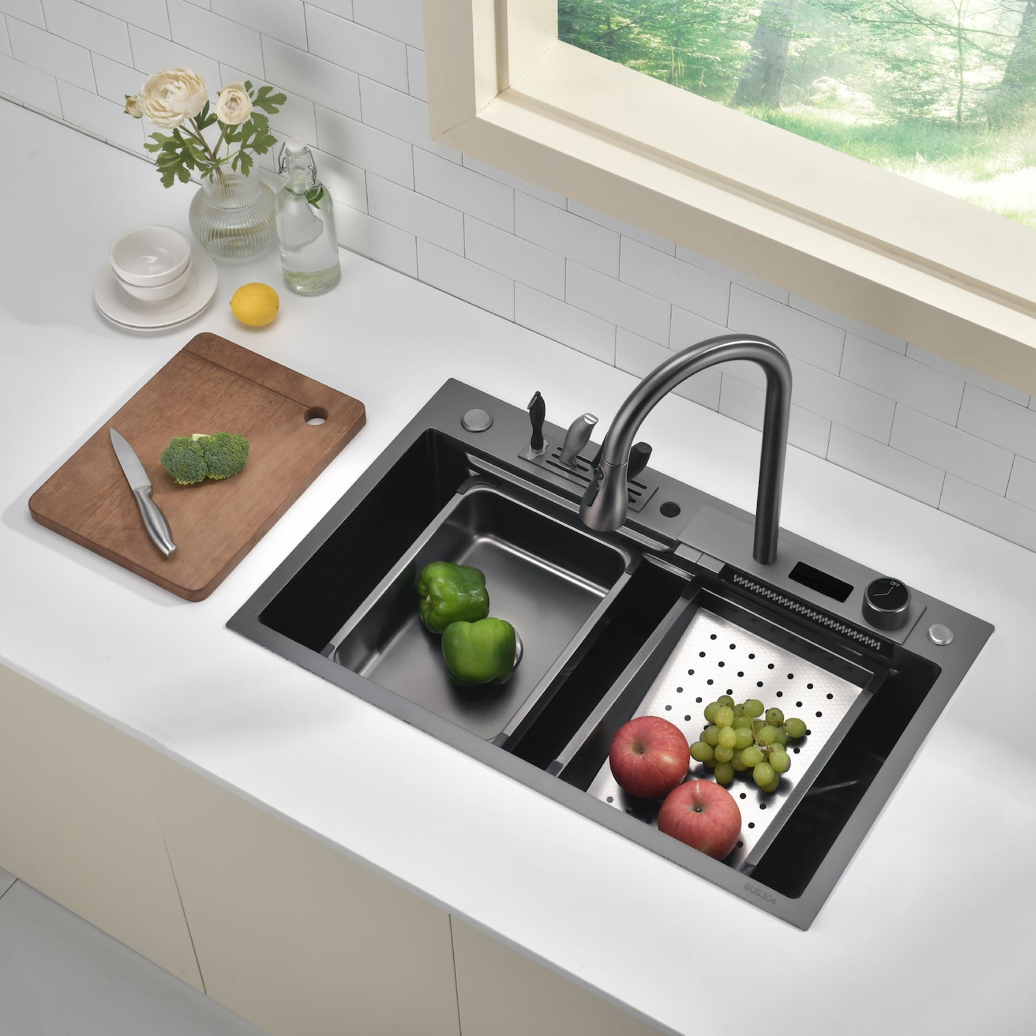 Refurbished - Lefton Workstation Kitchen Sink KS2204 - 2B - AU - Kitchen Sinks - Lefton Home