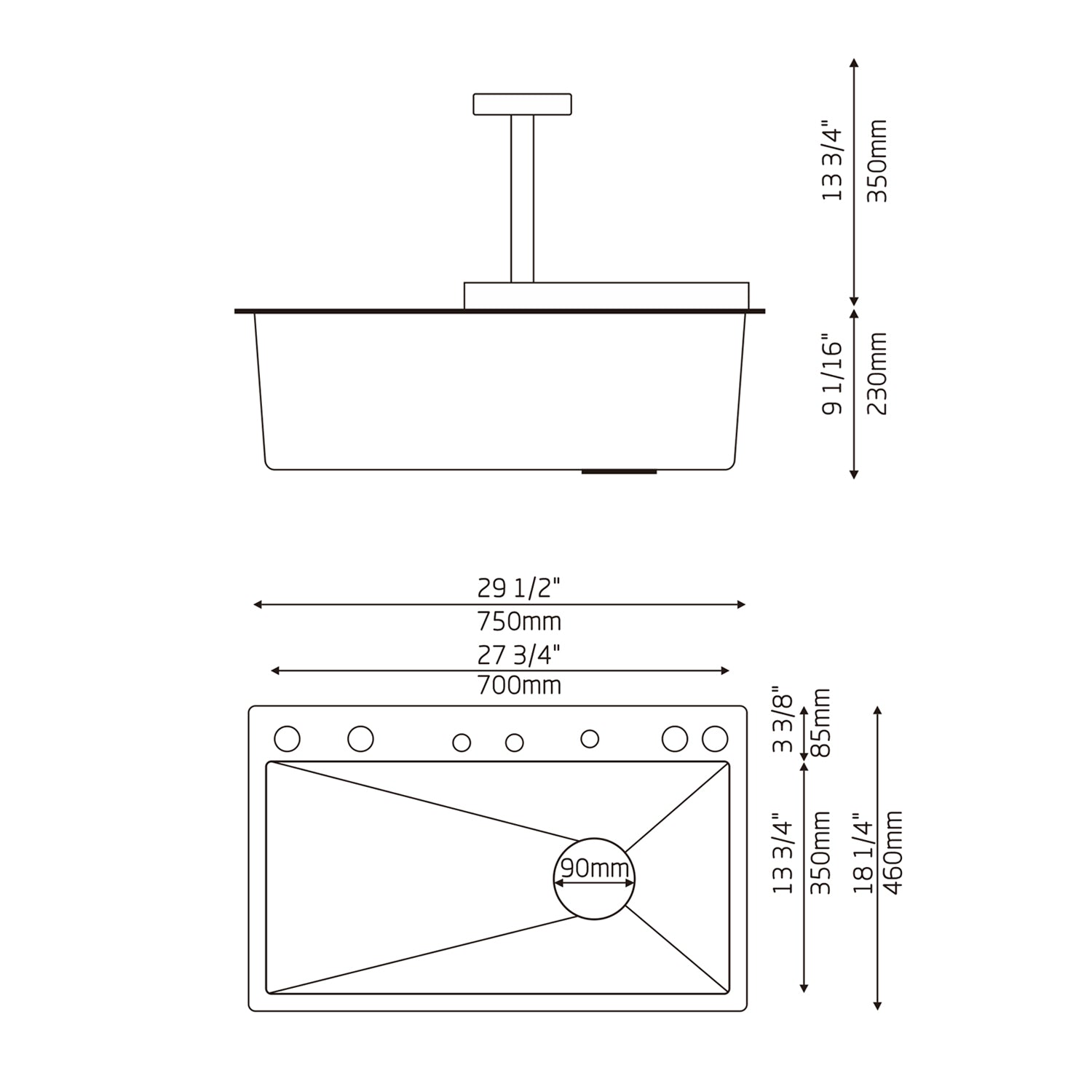 Lefton Two Outlets Waterfall Faucet Kitchen Sink with Digital Temperature Display & LED Lighting - KS2208 - Kitchen Sinks - Lefton Home