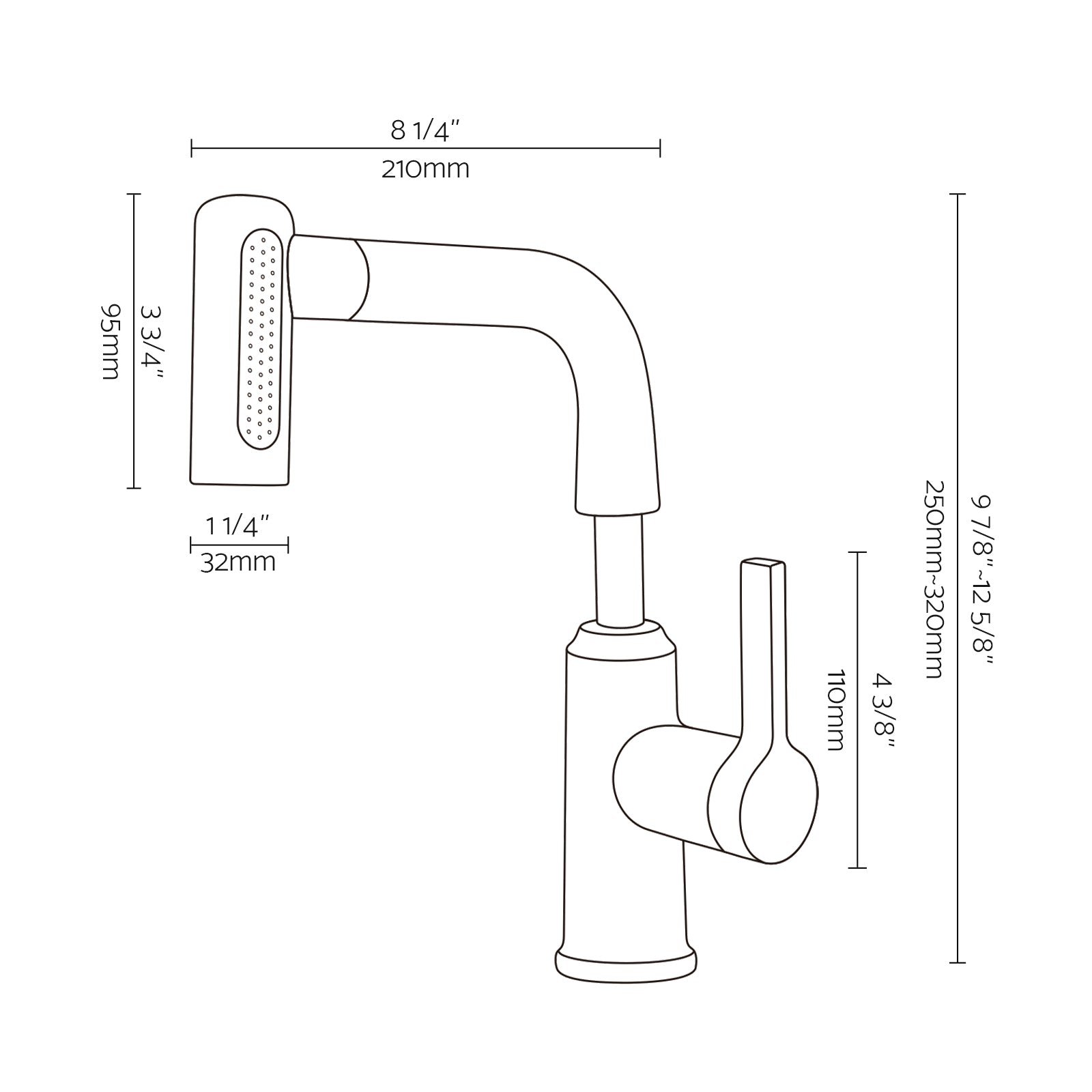 Lefton Single - Hole Waterfall & Pull - Out Liftable Bathroom Faucet - BF2209 - Bathroom Faucets - Lefton Home