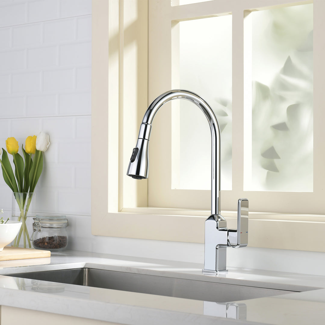 Lefton Modern Pull-Down Single-Hole Kitchen Sink Faucet – Lefton Home