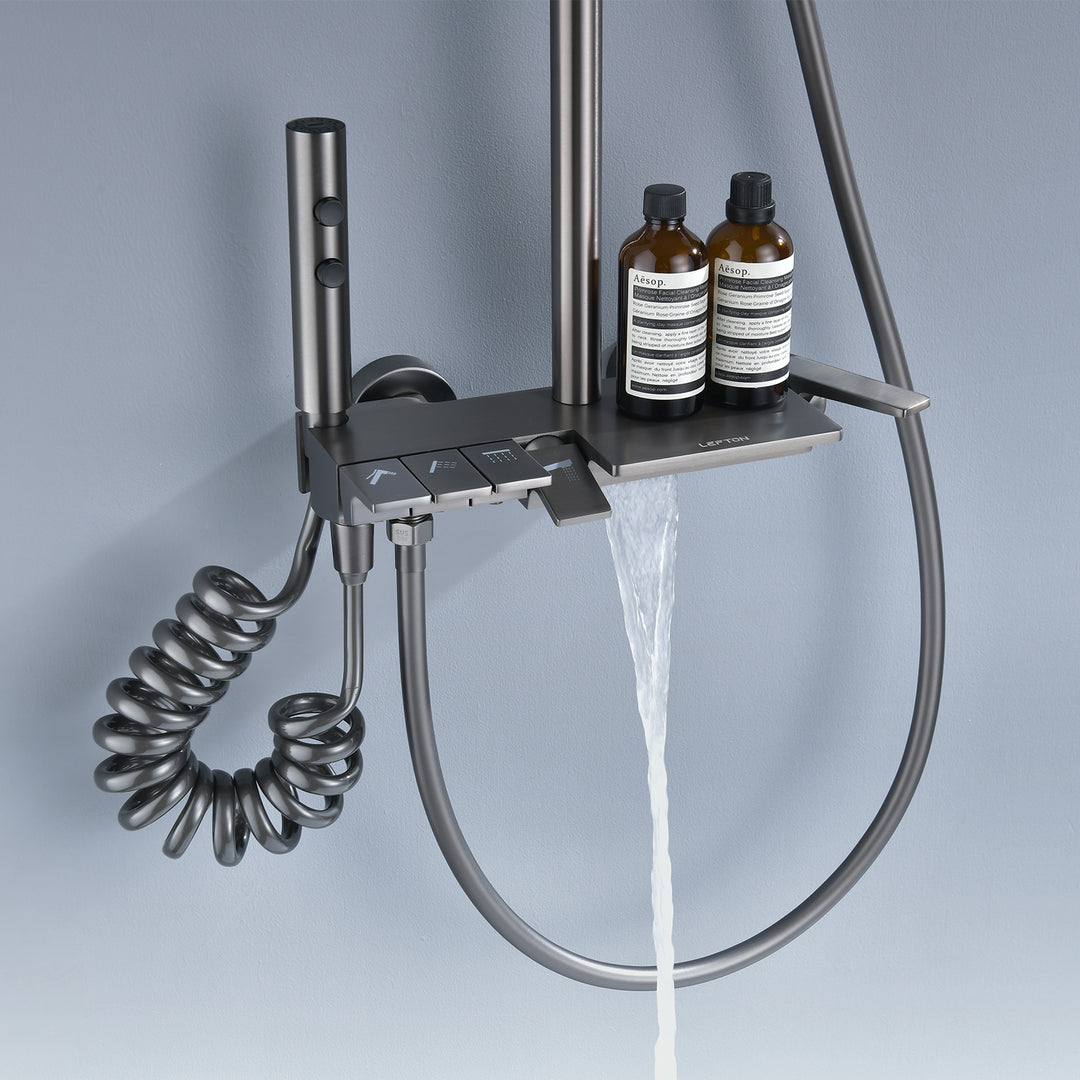 Lefton Dark Gray Thermostatic Rainfall Shower System Set – Lefton Home