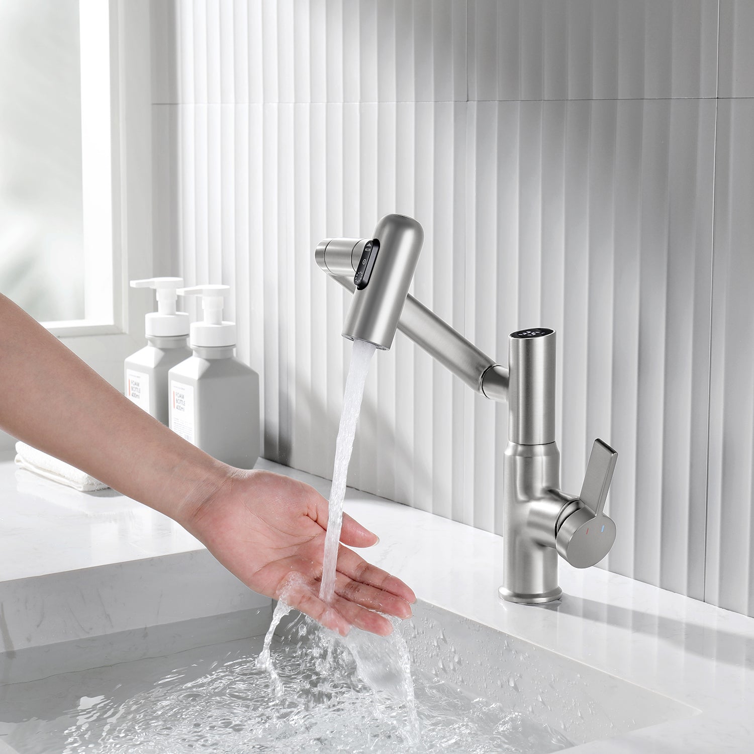 Lefton Single - Hole Rotatable Faucet with Temperature Display - BF2204 - Bathroom Faucets - Lefton Home