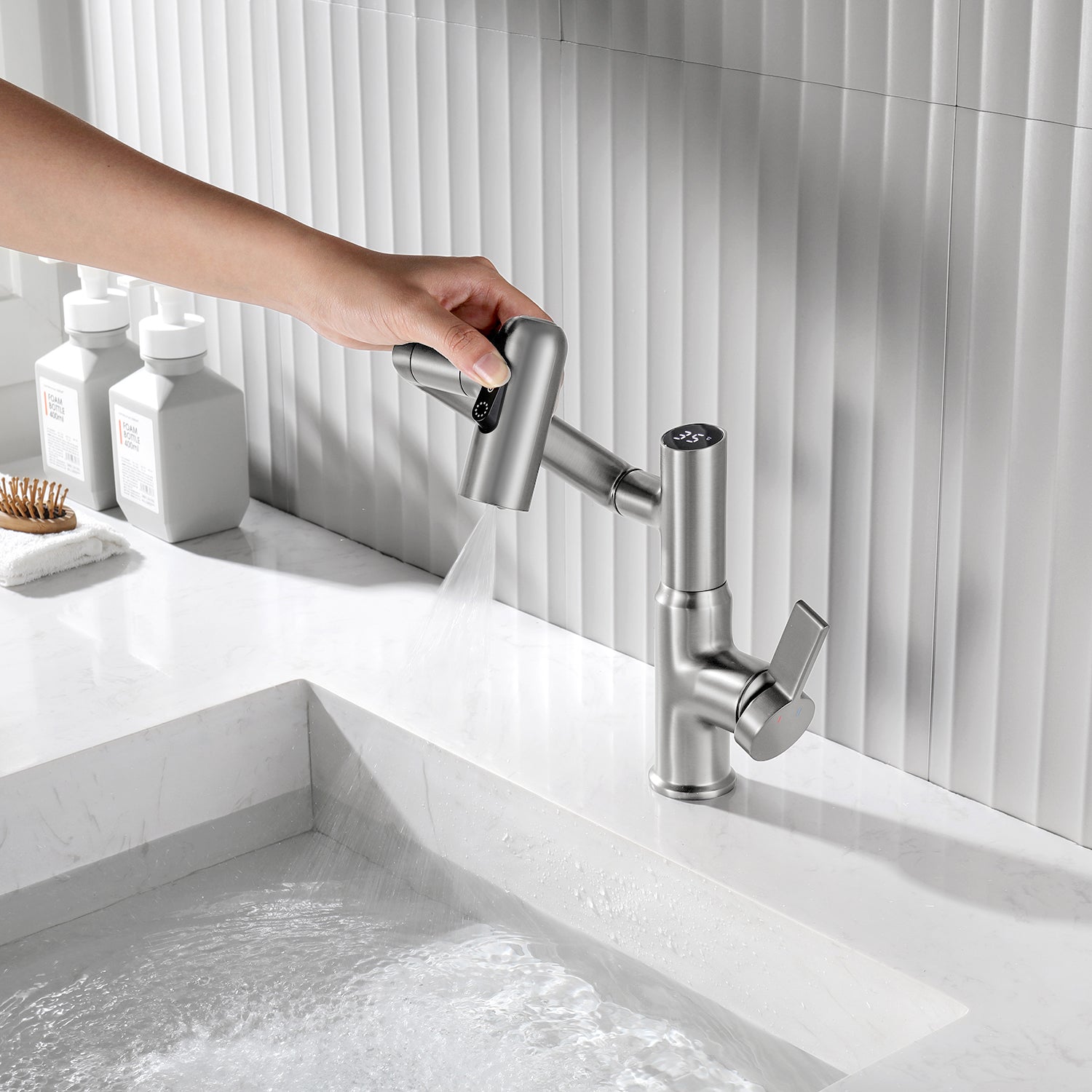 Lefton Single - Hole Rotatable Faucet with Temperature Display - BF2204 - Bathroom Faucets - Lefton Home