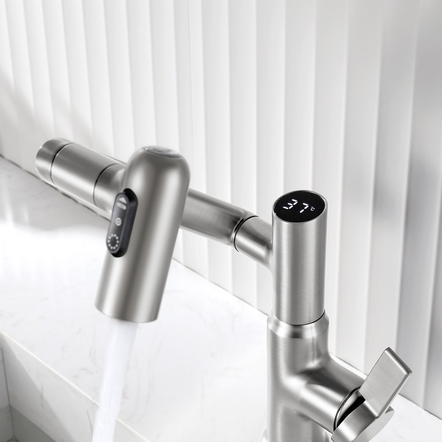 Lefton Single - Hole Rotatable Faucet with Temperature Display - BF2204 - Bathroom Faucets - Lefton Home