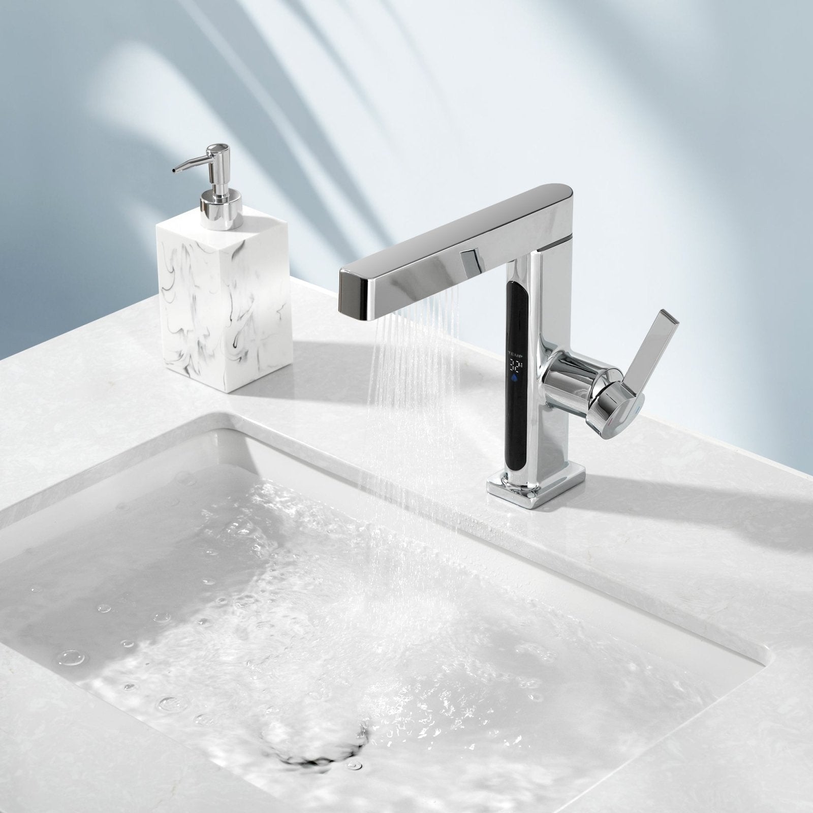 Lefton Single - Hole Pull - Out Faucet with Temperature Display - BF2206 - Bathroom Faucets - Lefton Home