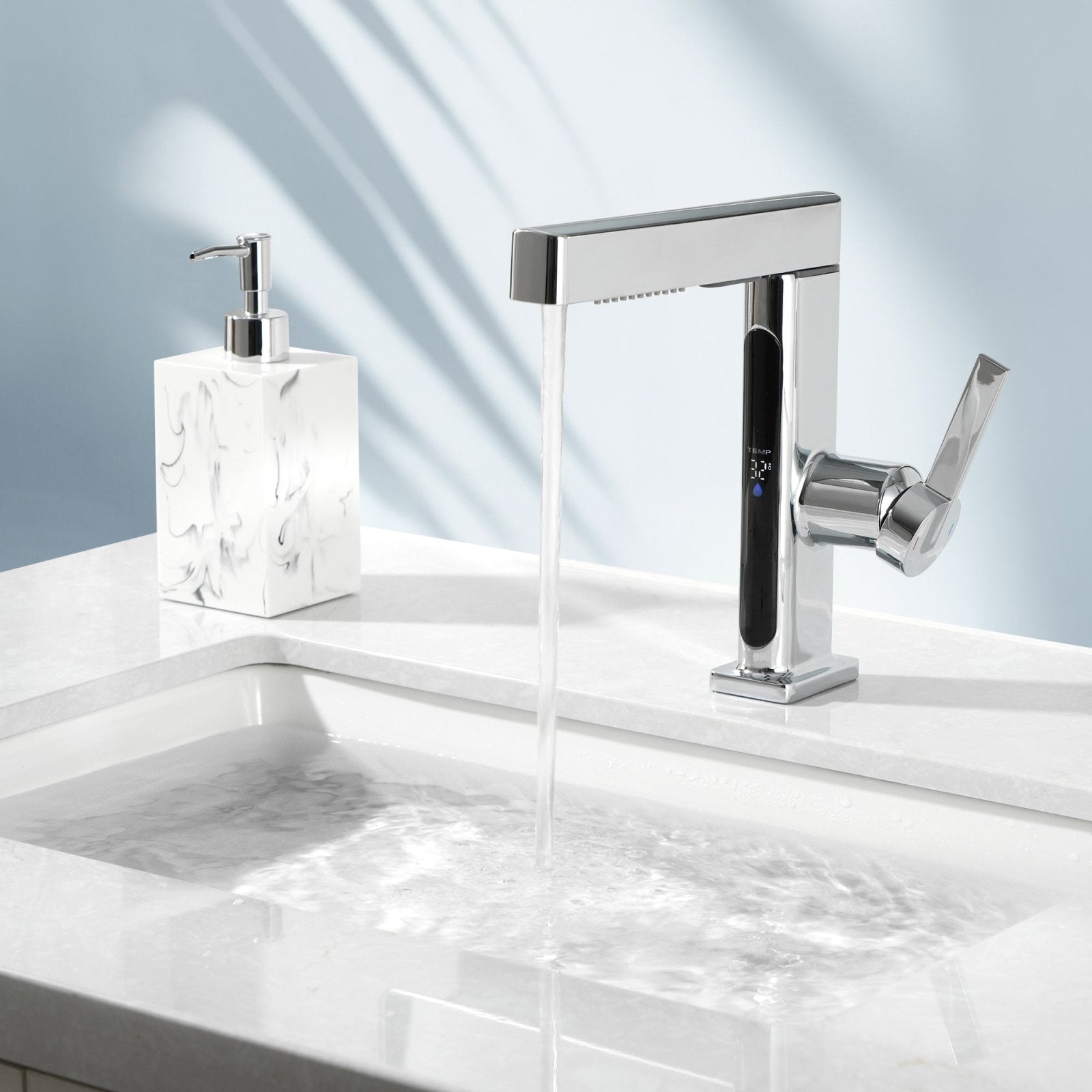 Lefton Single - Hole Pull - Out Faucet with Temperature Display - BF2206 - Bathroom Faucets - Lefton Home