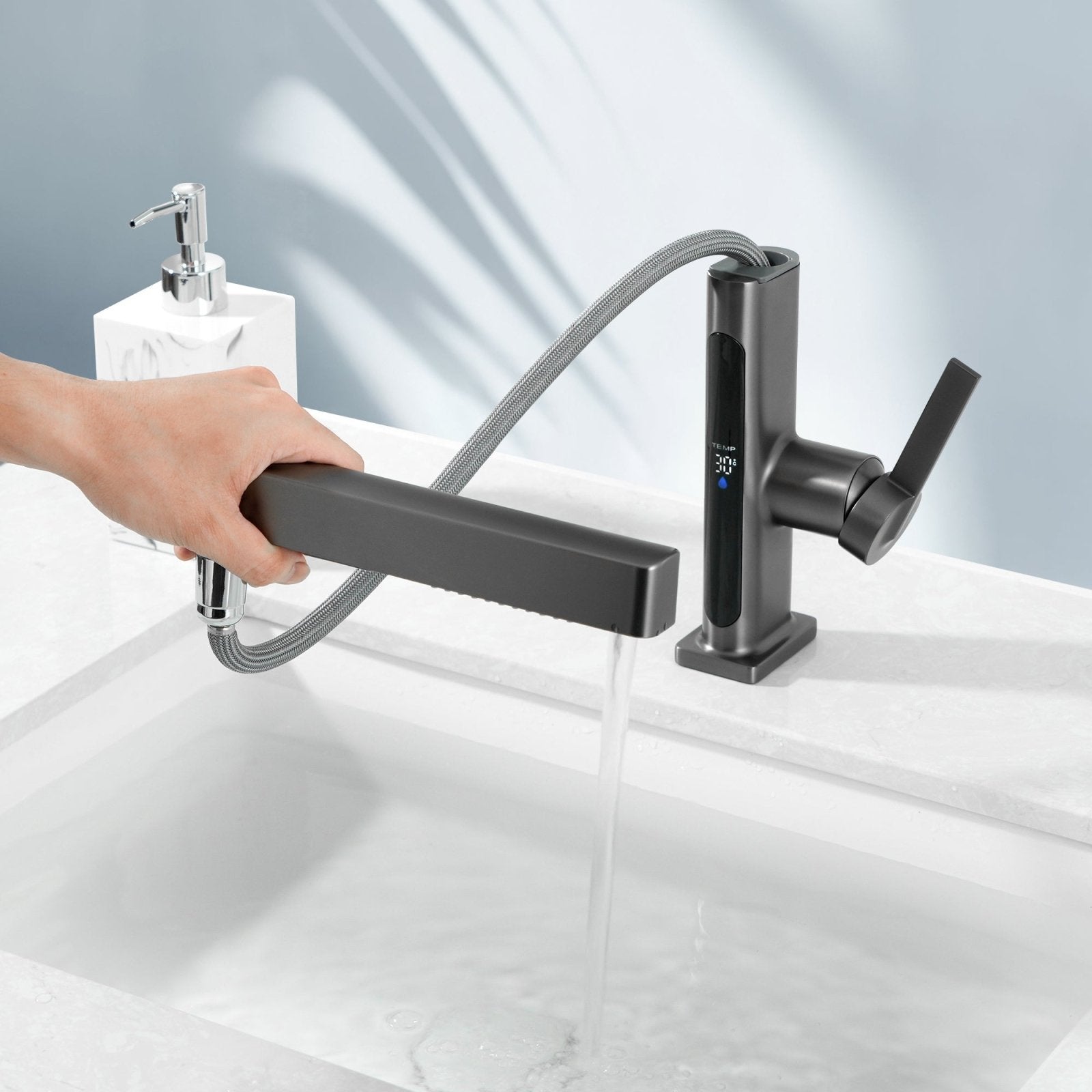 Lefton Single - Hole Pull - Out Faucet with Temperature Display - BF2206 - Bathroom Faucets - Lefton Home