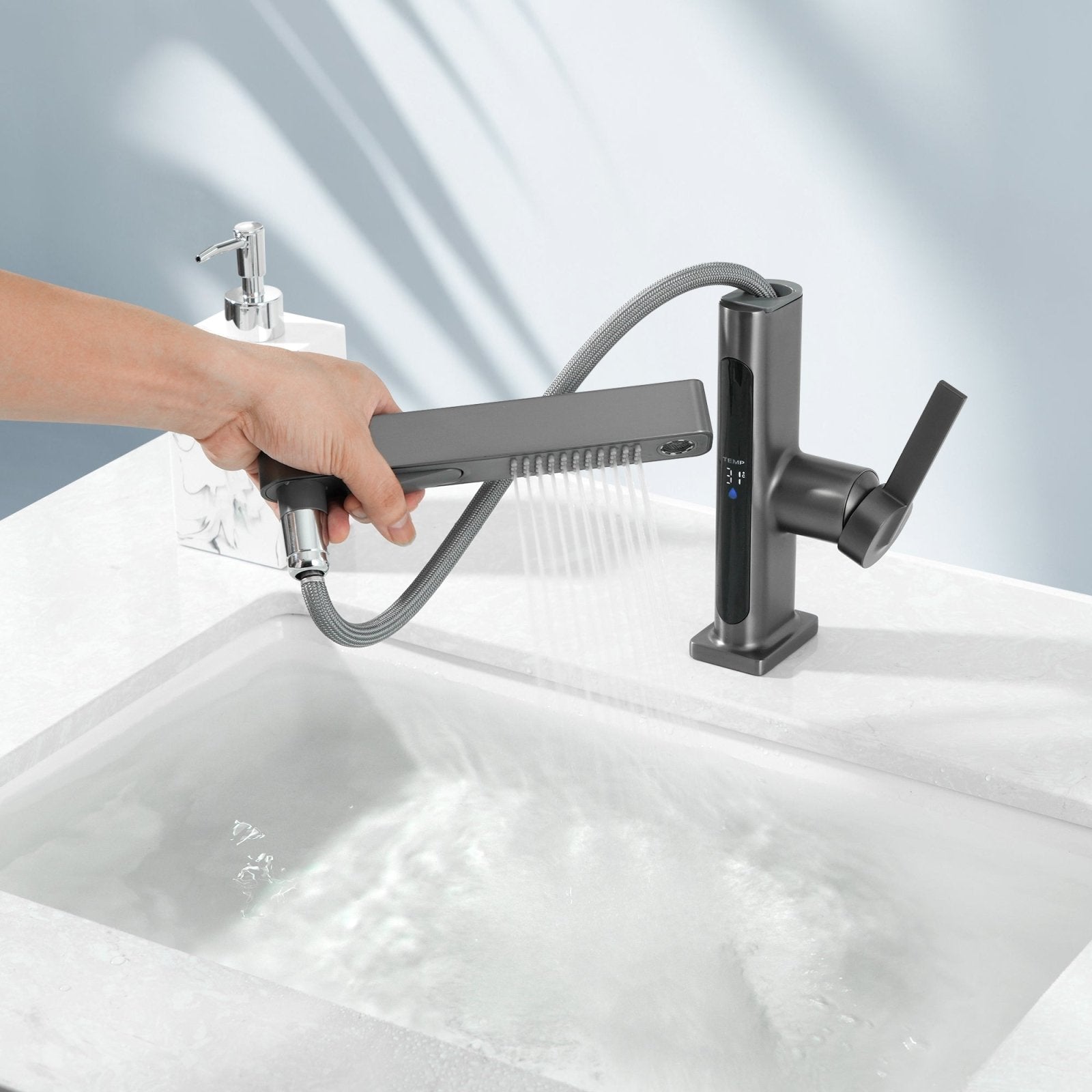 Lefton Single - Hole Pull - Out Faucet with Temperature Display - BF2206 - Bathroom Faucets - Lefton Home