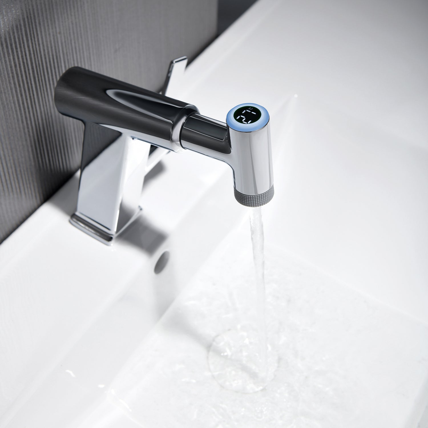 Lefton Pull - Out Faucet with Temperature Display & LED Light - BF2207 - Bathroom Faucets - Lefton Home