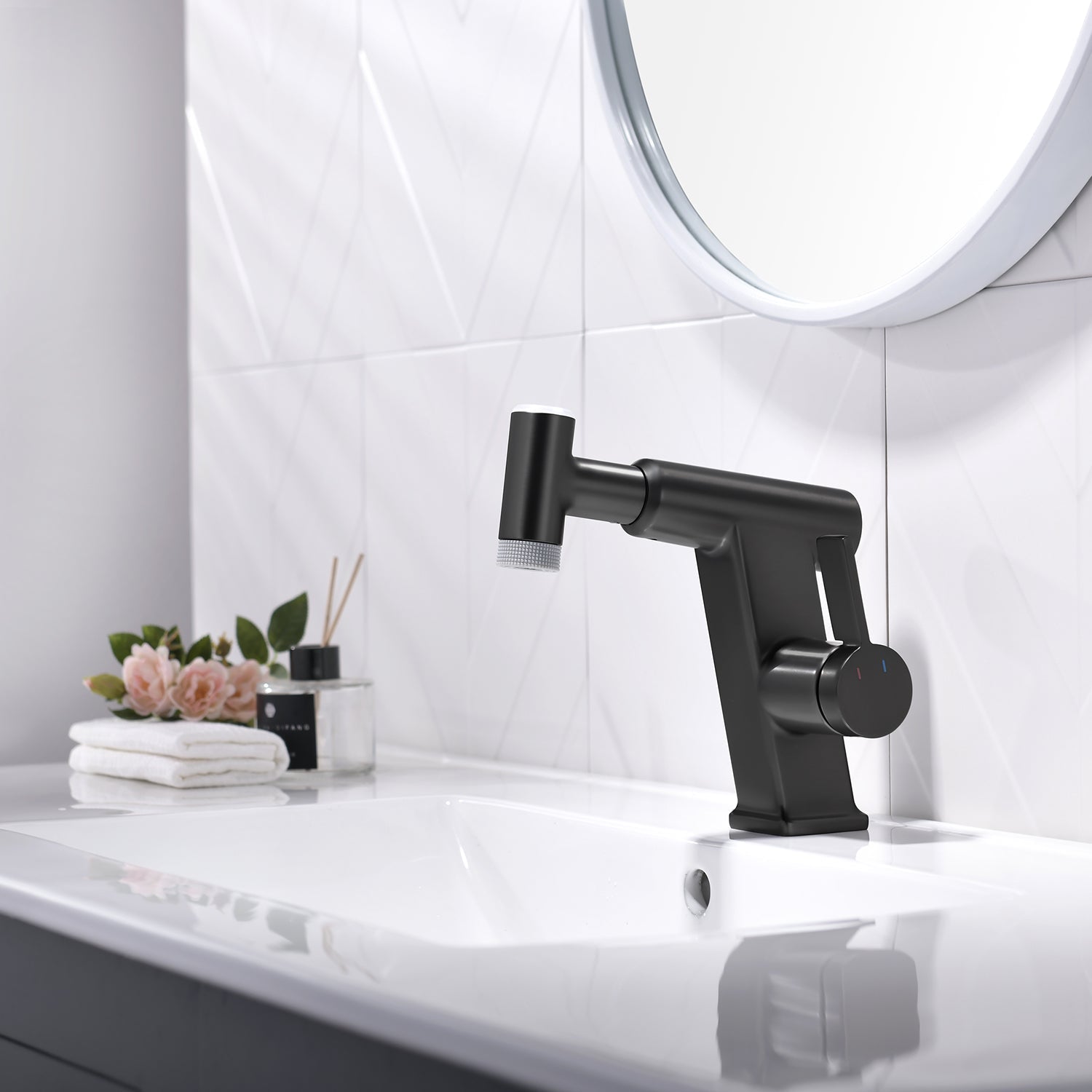 Lefton Pull - Out Faucet with Temperature Display & LED Light - BF2207 - Bathroom Faucets - Lefton Home