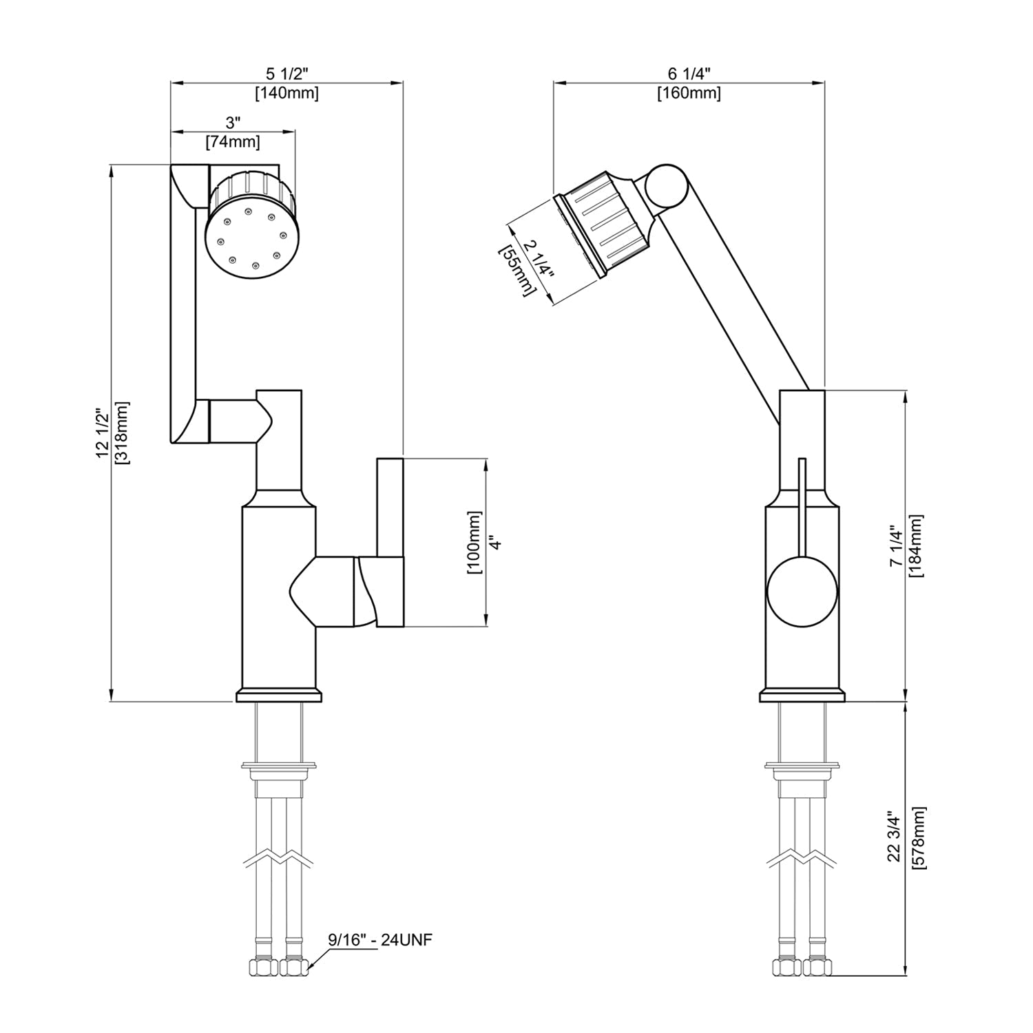 Lefton Copper Rotatable Faucet with 5 Water Outlet Modes - KF2205 - Kitchen Faucets - Lefton Home