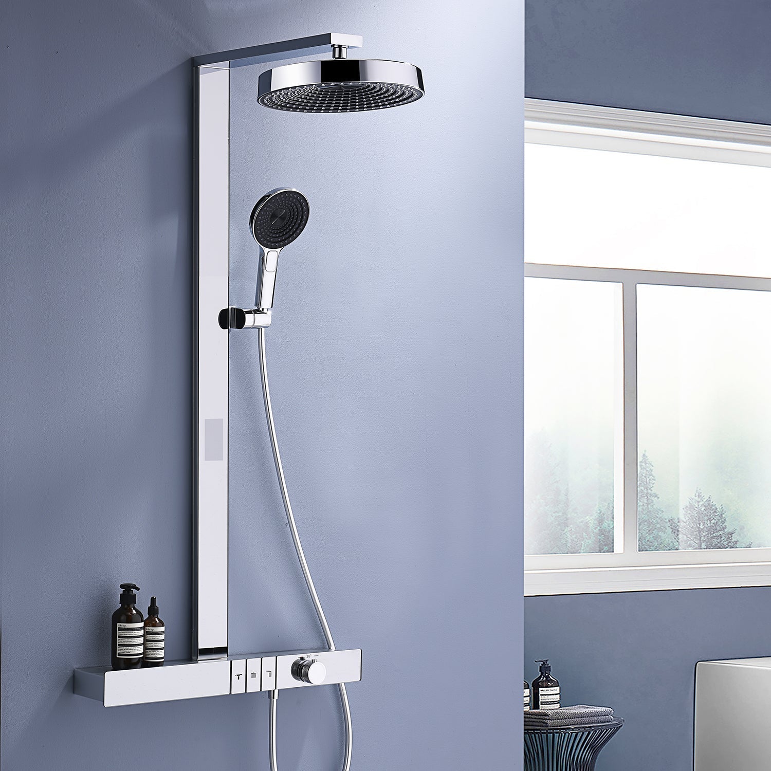 Lefton Thermostatic Shower System with Rainfall Showerhead & Digital Temperature Display - RSS2301 - Shower Systems - Lefton Home