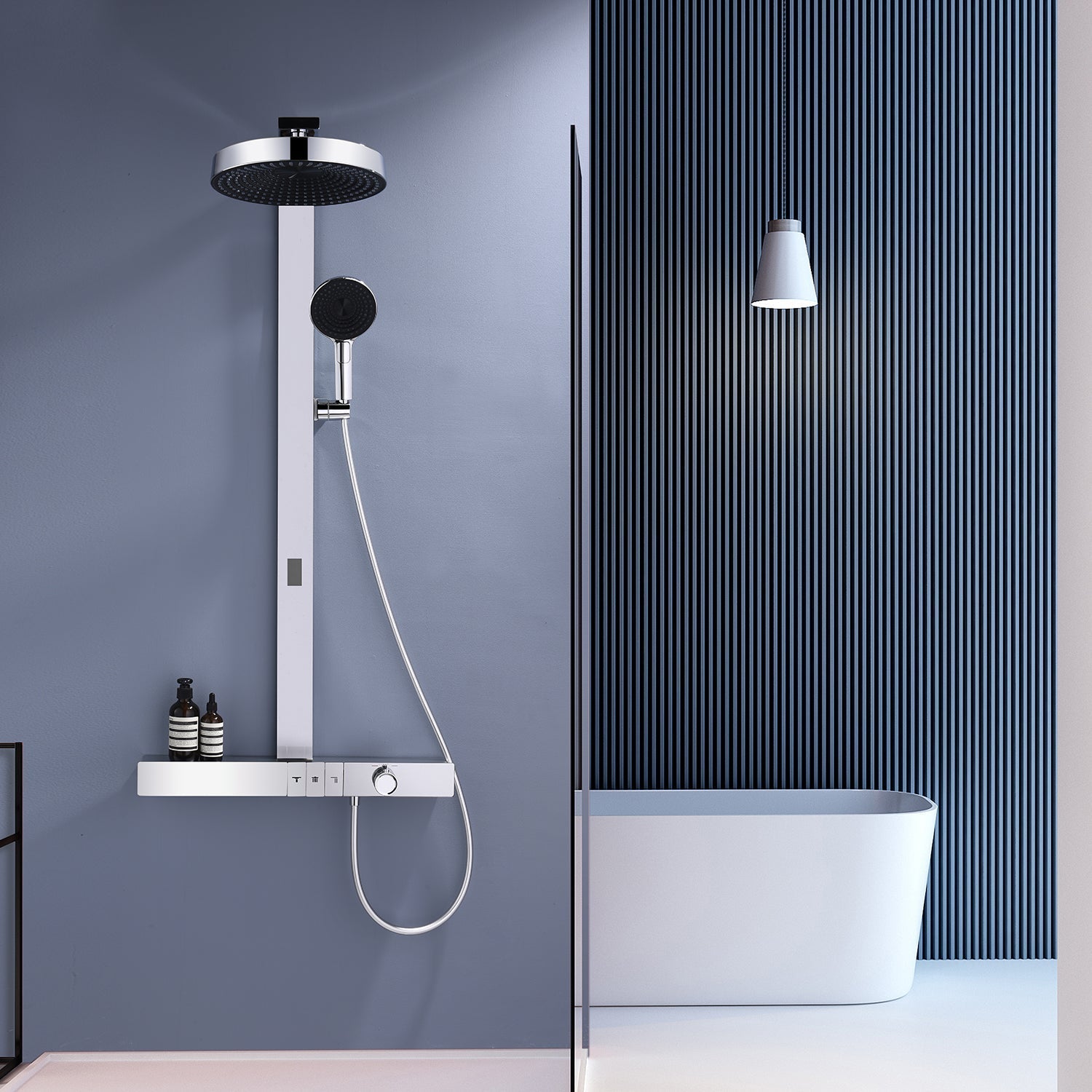 Lefton Thermostatic Shower System with Rainfall Showerhead & Digital Temperature Display - RSS2301 - Shower Systems - Lefton Home