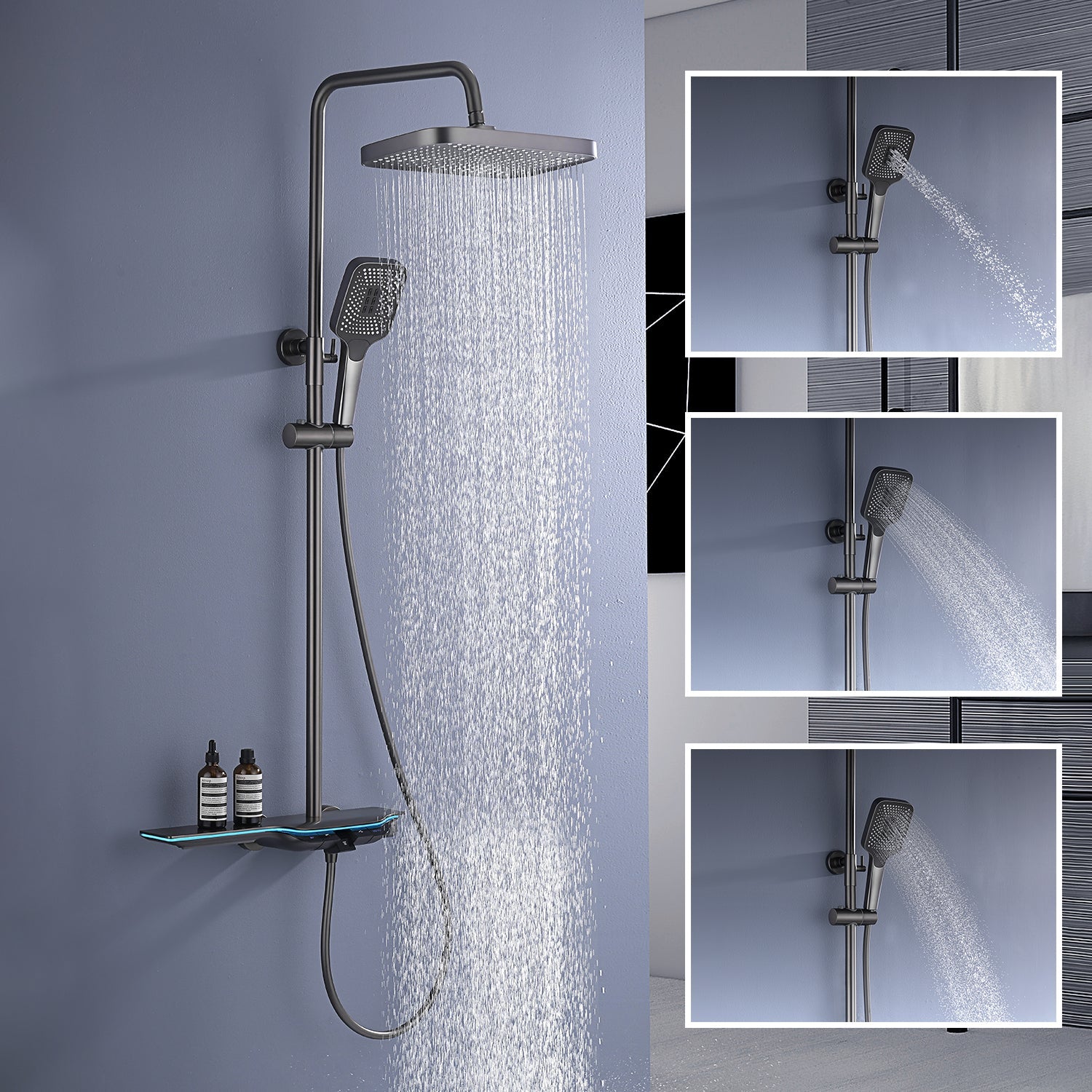 Lefton Thermostatic Shower System with Temperature Display & LED Light - SST2207 - Shower Systems - Lefton Home